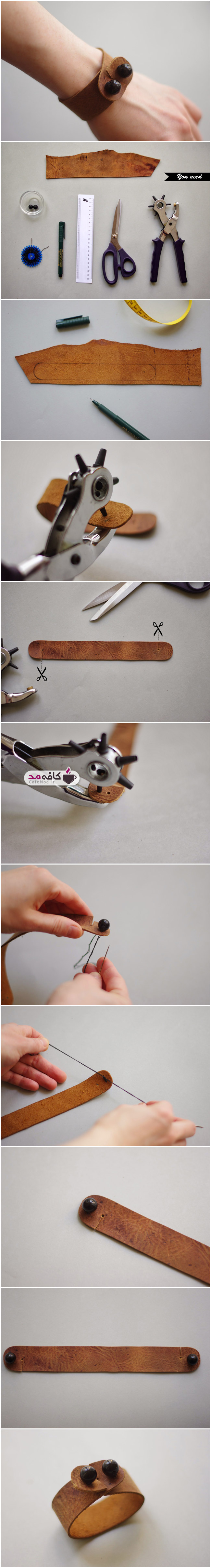 آموزش تصویری درست کردن دستبند زیبای چرمی