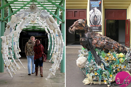 ساخت مجسمه های زیبا با پلاستیک های دور ریختنی