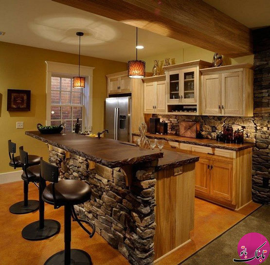 ایده‎هایی زیبا و مدرن از سنگ و آجر در نمای آشپزخانه