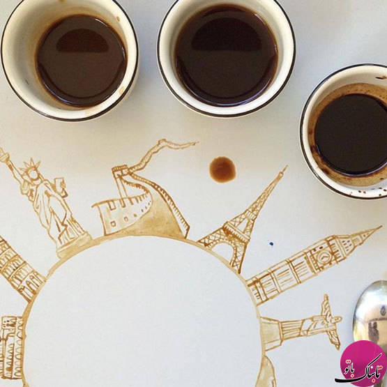 طراحی‌های زیبا با استفاده از قهوه