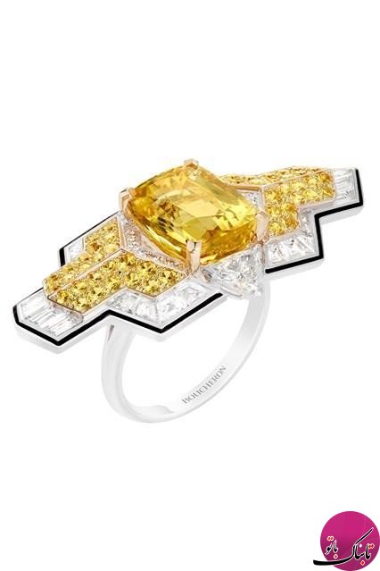 درخشش الماس های زرد خورشید نشان بر روی جواهرات
