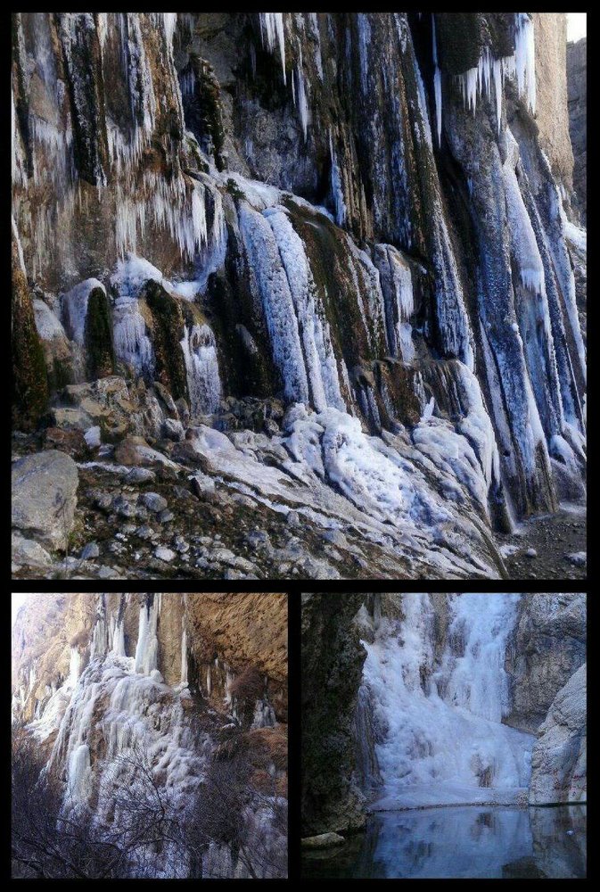 زیباترین آبشار خاورمیانه یخ زد +عکس