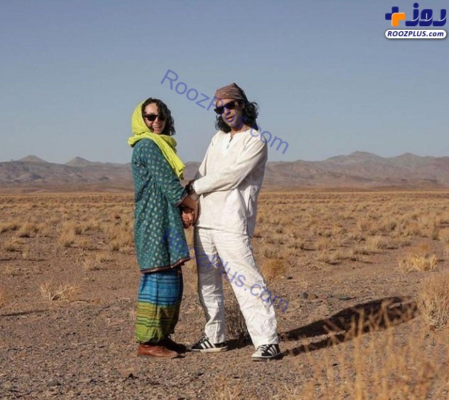 کویرگردی زن و شوهر بازیگر با لباس هایی عجیب +عکس