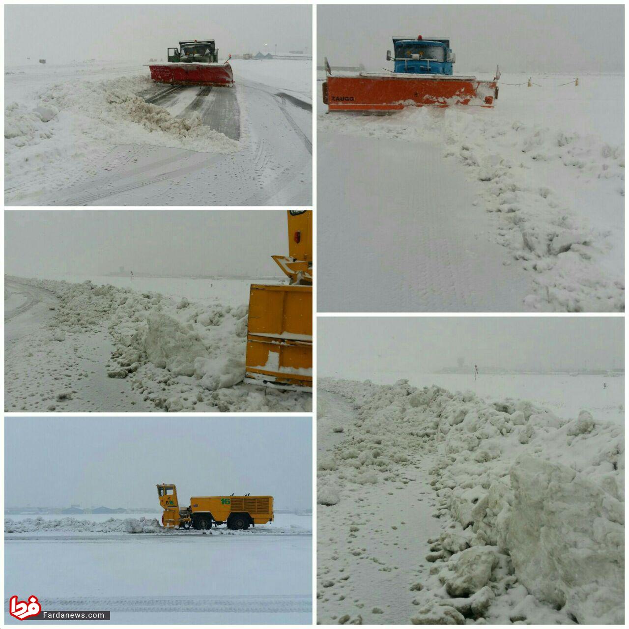 عملیات برف روبی در فرودگاه مهرآباد+عکس