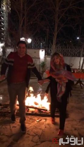 نیوشا ضیغمی و همسرش دیشب در چهارشنبه سوری