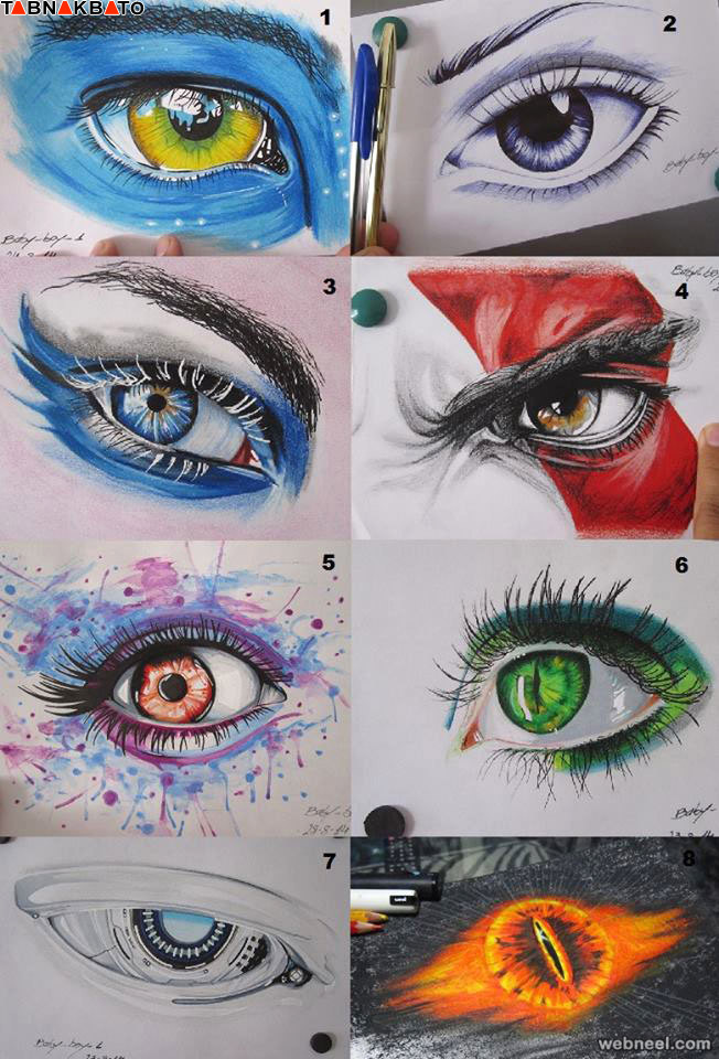 طراحی زیبا و واقع بینانه «چشم ها» با مداد رنگی