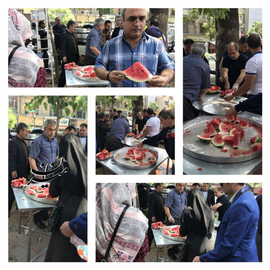 توزیع هندوانه نذری در میدان حسن آباد تهران +عکس