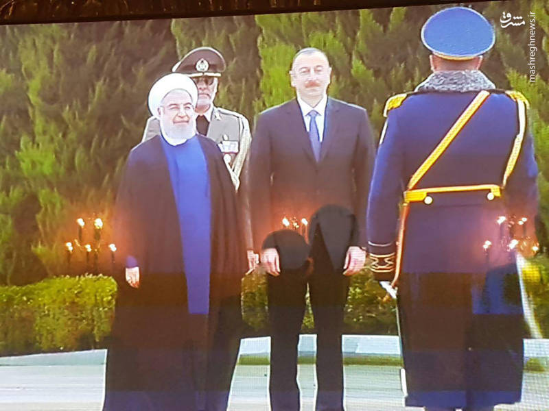 استقبال رسمی از روحانی توسط الهام علی‌اف +عکس