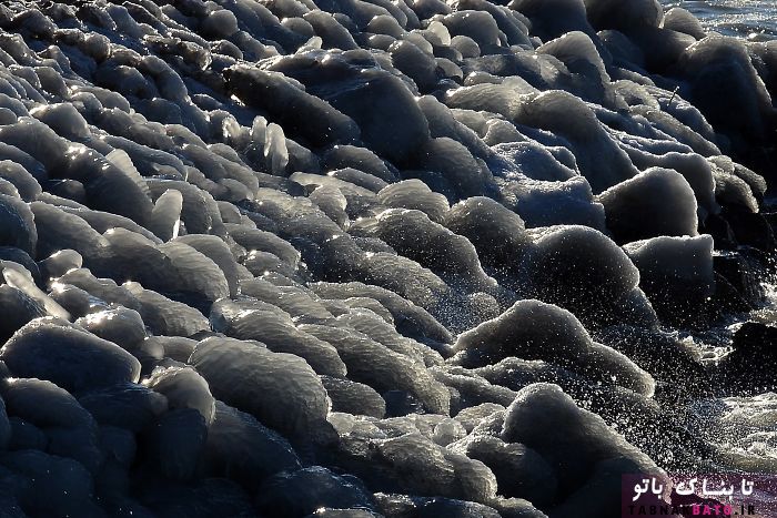 تصاویری شگفت‌انگیز از ساحلی یخ‌زده