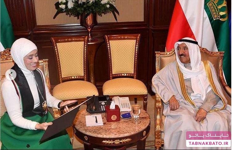 سلفی امیر کویت با معروفترین دختر مبتلا به سرطان
