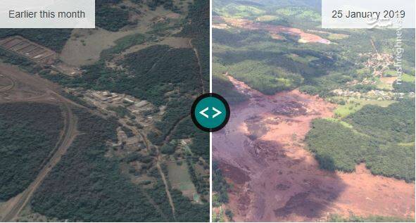 تصویر «قبل و بعد» از شکستن سد در برزیل