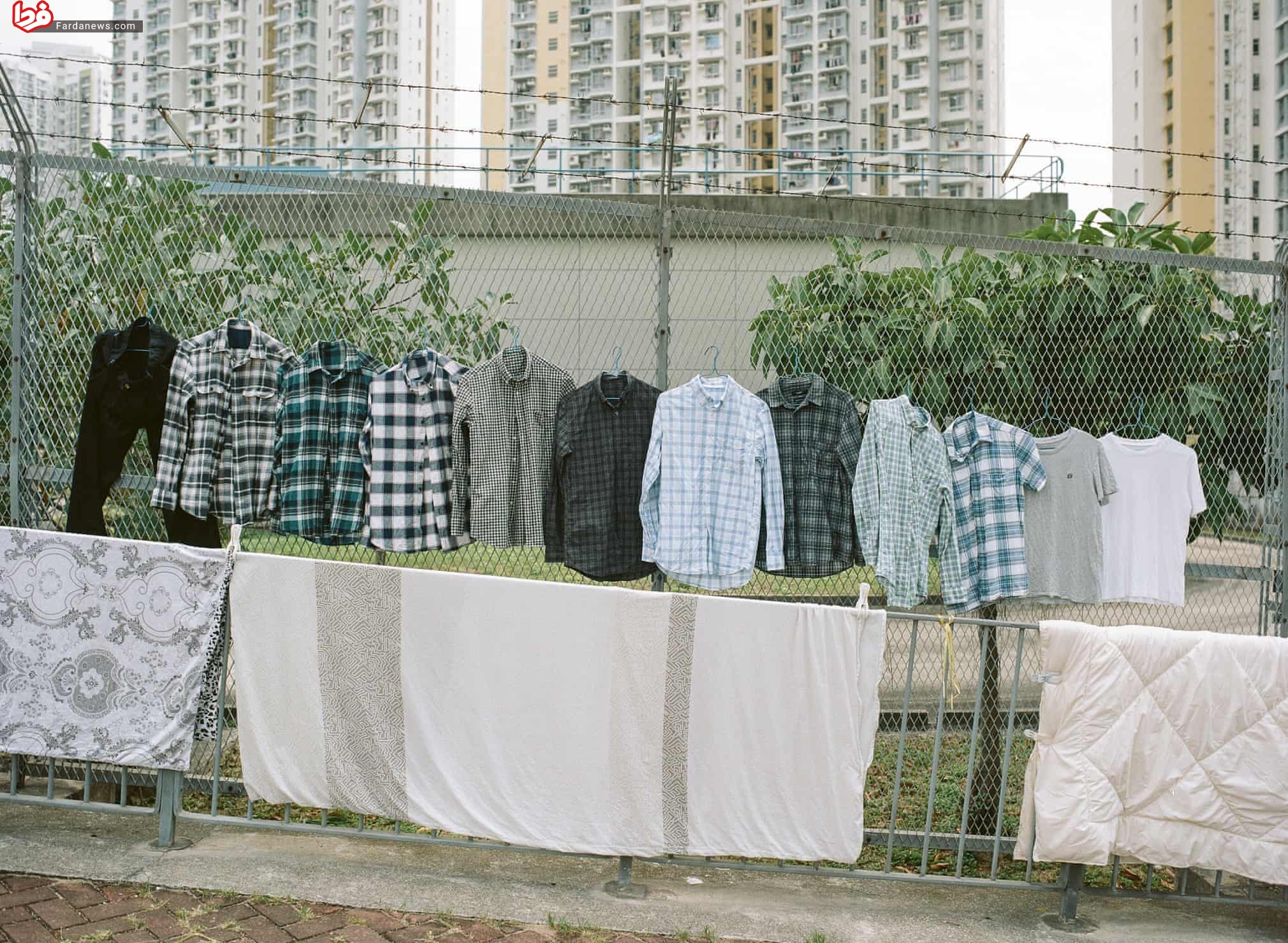 خشک کردن لباس در اماکن عمومی+عکس