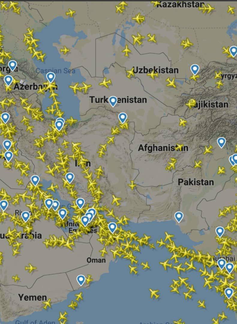 ترافیک شدید هوایی در آسمان ایران!؟ +عکس