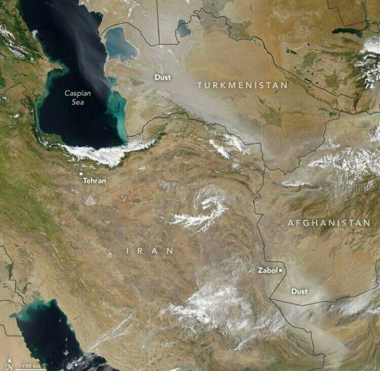عکس ناسا از طوفان گرد و خاک اخیر در ایران و افغانستان