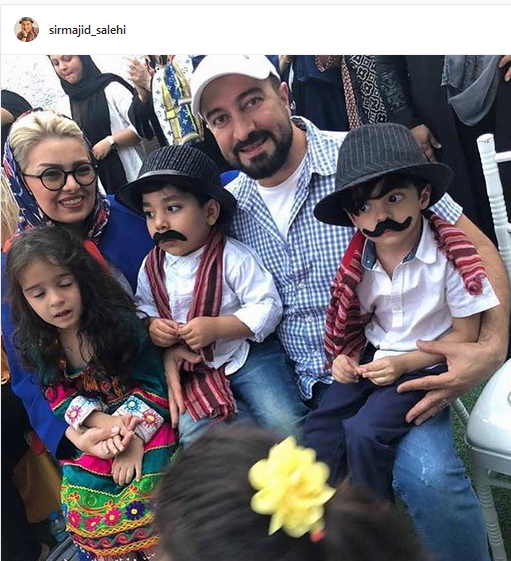 «مجید صالحی» در کنار همسر و دوقلوهایش +عکس