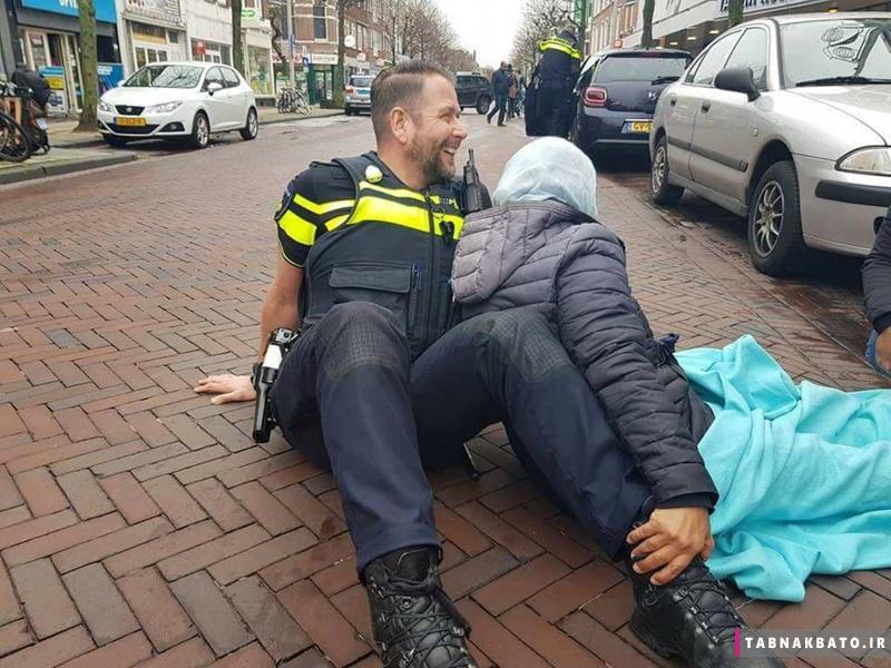 اقدام جالب پلیس هلند برای کمک به یک تصادف دیده