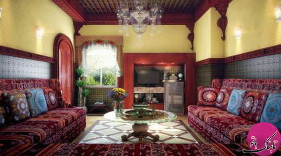 چیدمان اتاق نشیمن به سبک مراکشی