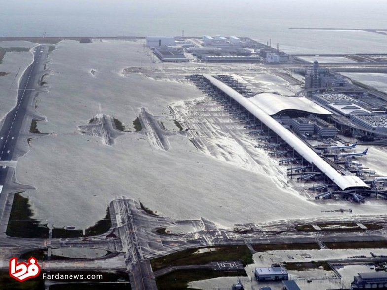 غرق شدن یکی از مهم‌ترین فرودگاه‌های ژاپن +عکس