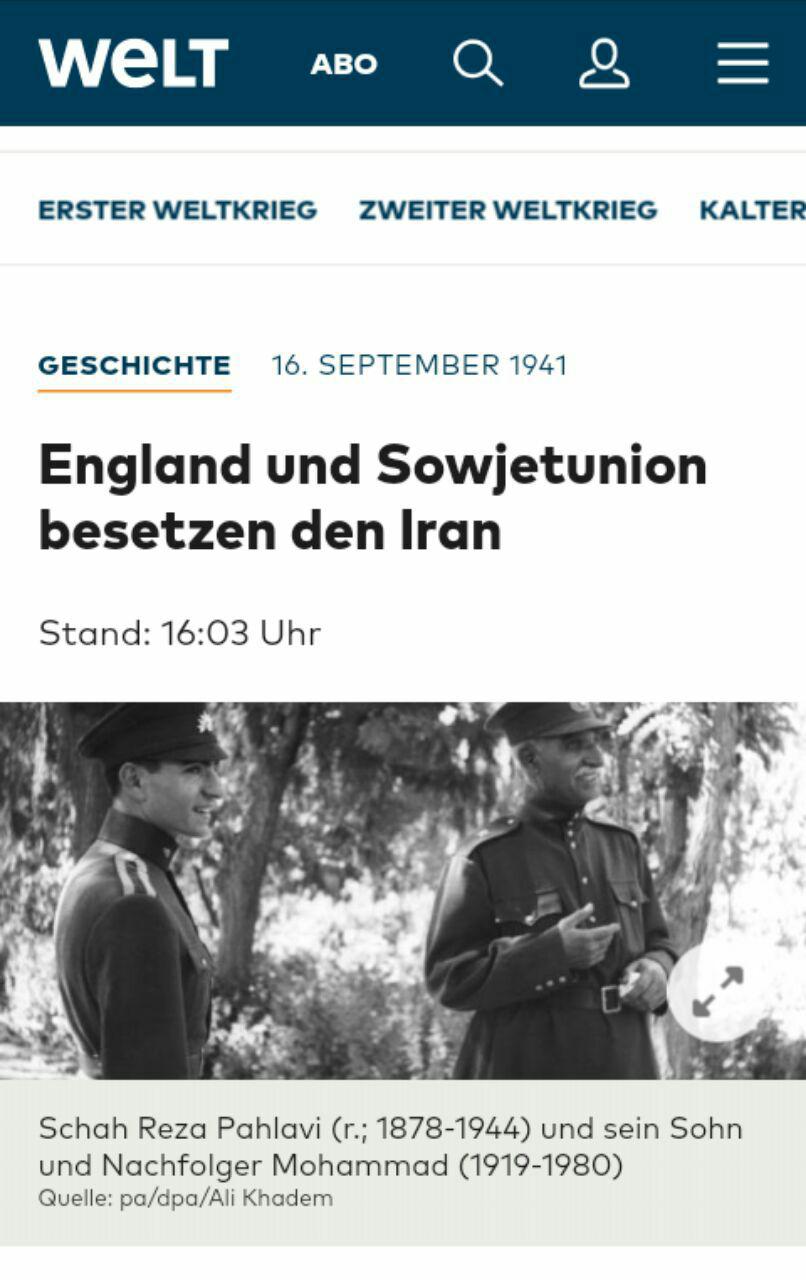 عکسی که سایت آلمانی به مناسبت سالگرد اشغال ایران منتشر کرد