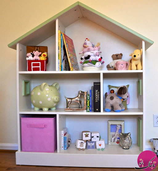 قفسه‌ی اتاق کودک به شکل خانه‌ی عروسکی