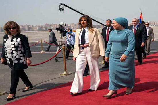 استقبال همسر رئیس جمهور مصر از ملانیا ترامپ+عکس