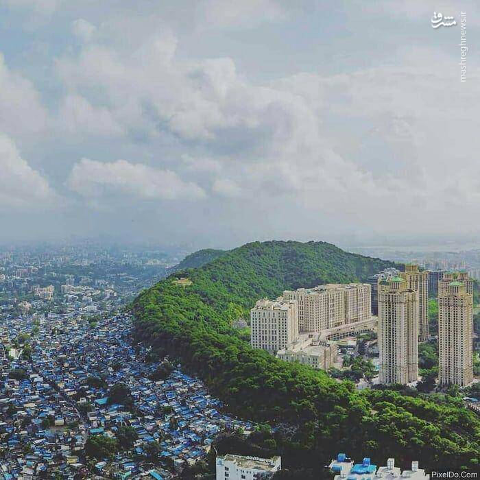 مرز بین فقیر و غنی در بمبئی+عکس
