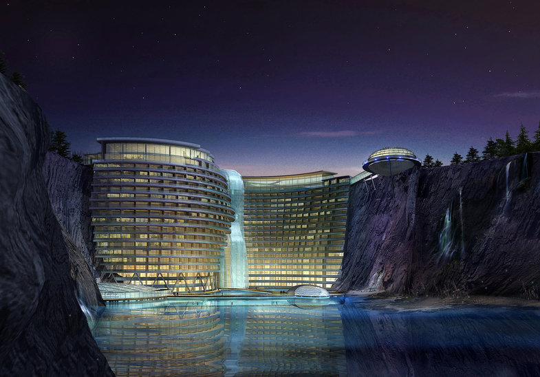 زیبایی خیره کننده هتل چینی درون یک معدن سنگ+عکس