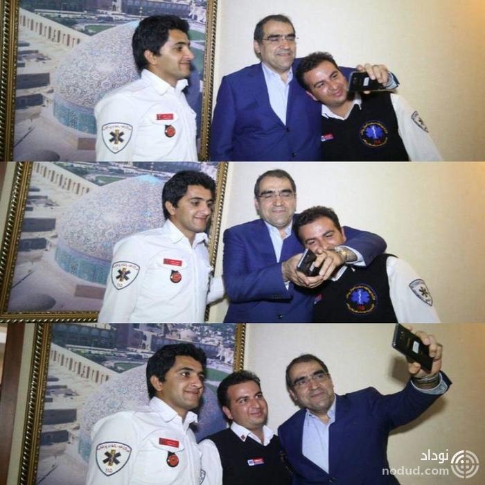 تلاش جالب وزیر پرحاشیه برای گرفتن عکس ۳ نفره+ عکس