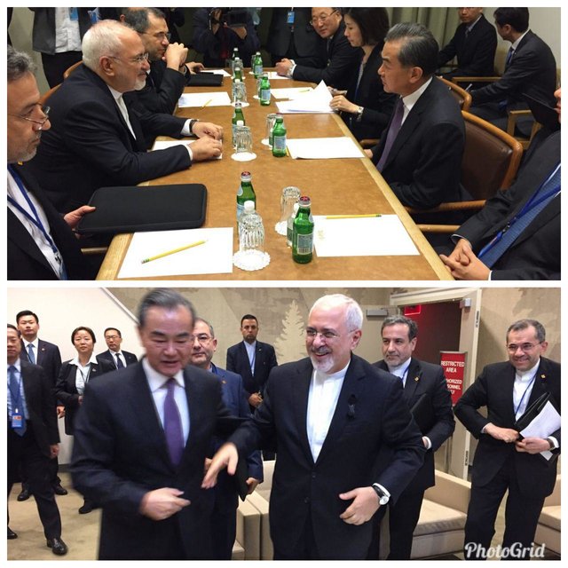 دیدار ظریف با وزیر خارجه چین در نیویورک +عکس