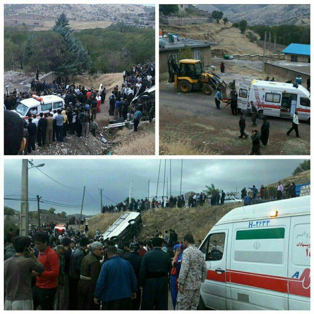واژگونی مینی‌بوس با ۱۳ کشته و مصدوم در کرمانشاه +عکس