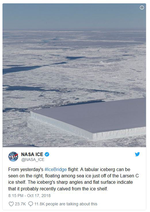 تعجب دانشمندان از توده یخ کاملا مستطیلی شکل در قطب جنوب+عکس