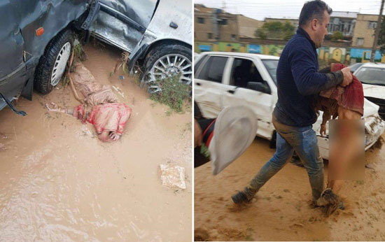 جاری شدن سیلاب وحشتناک در دروازه قرآن شیراز +عکس