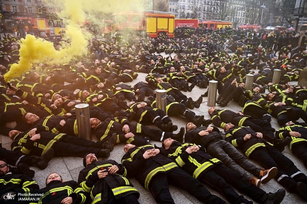 ا‌عتراض جالب آتش نشانان در استراسبورگ فرانسه + عکس