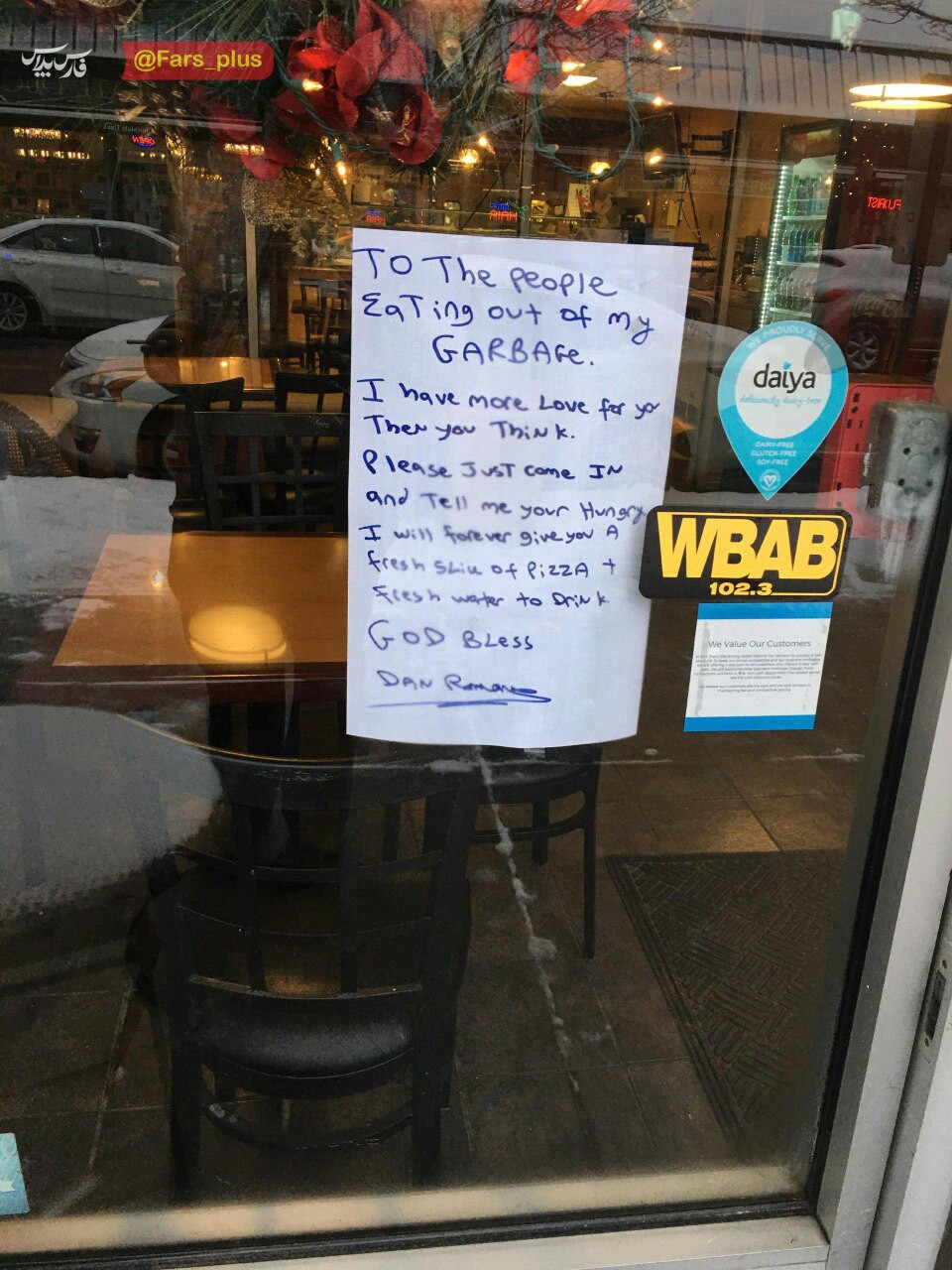 نوشته جالب جلوی یک رستوران در آمریکا +عکس