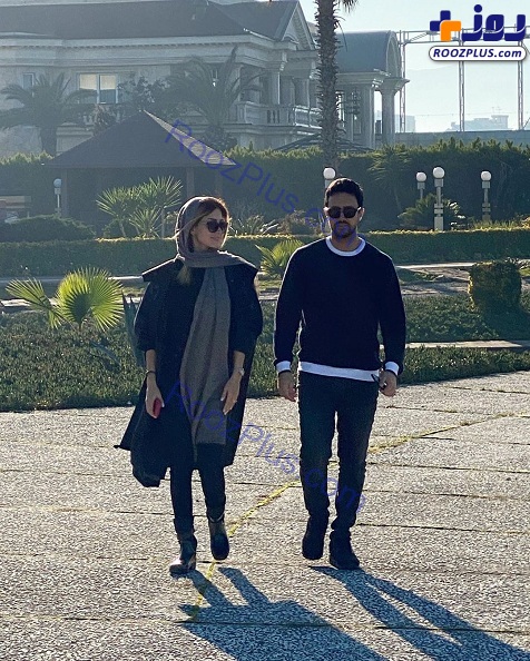 قدم زدن دونفره شاهرخ استخری و همسرش+عکس