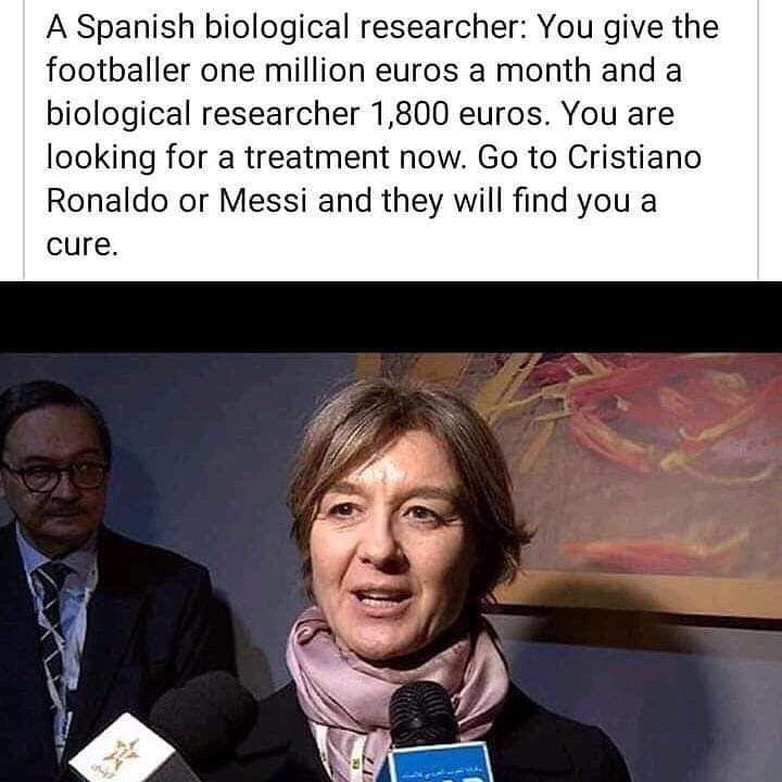دانشمند اسپانیایی: درمان کرونا را از مسی و رونالدو بخواهید +عکس