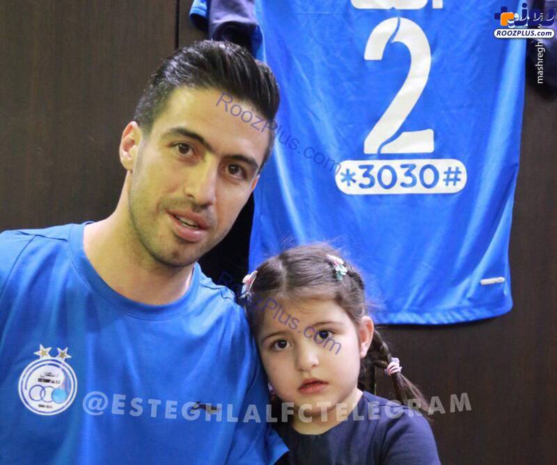 خسرو حیدری و دخترش در ورزشگاه+عکس