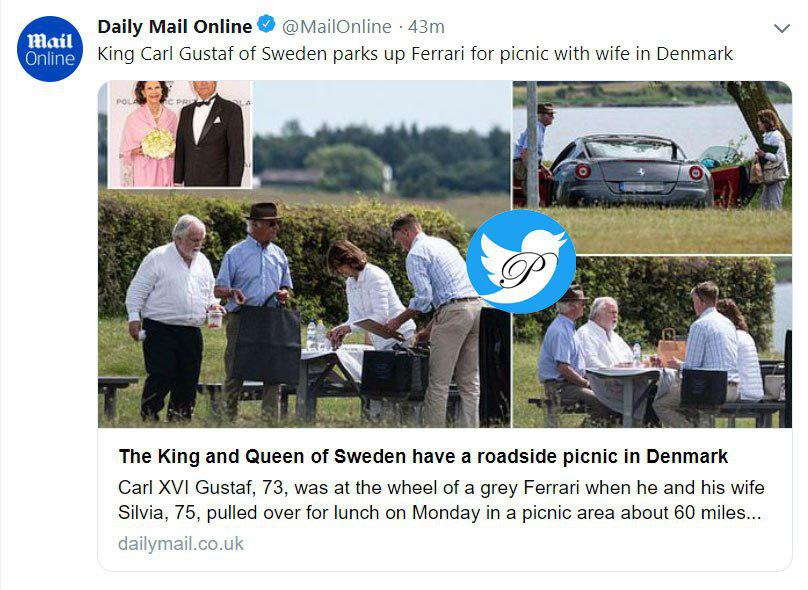 پیک نیک پادشاه سوئد و همسرش در کنار یک مزرعه+عکس