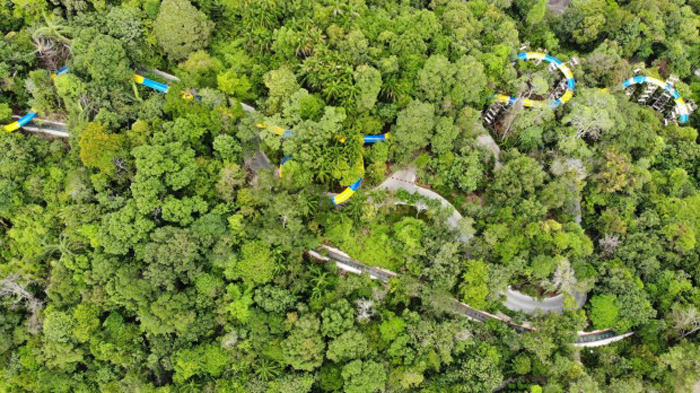 بلندترین سرسره آبی جهان در جنگل‌های مالزی +عکس