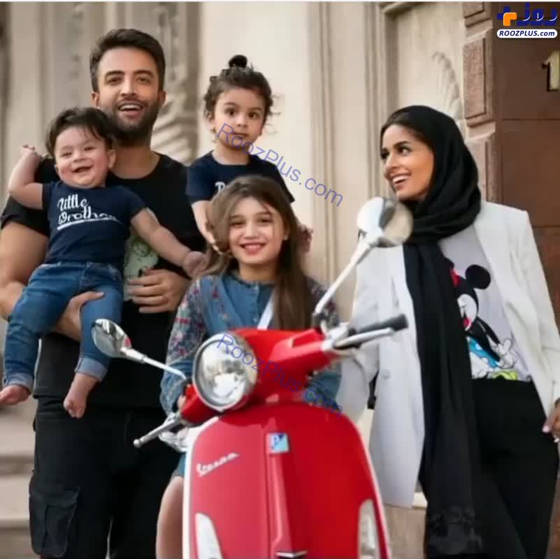 موتورسواری بنیامین با همسر و فرزندانش+عکس