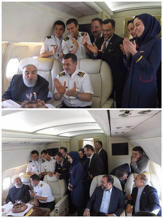 جشن تولد سورپرایزیِ روحانی در هواپیما +عکس
