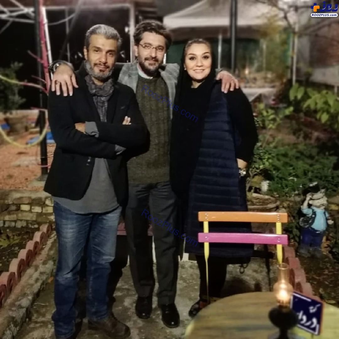 امیرحسین مدرس و همسرش در کنار آریا عظیمی نژاد/عکس