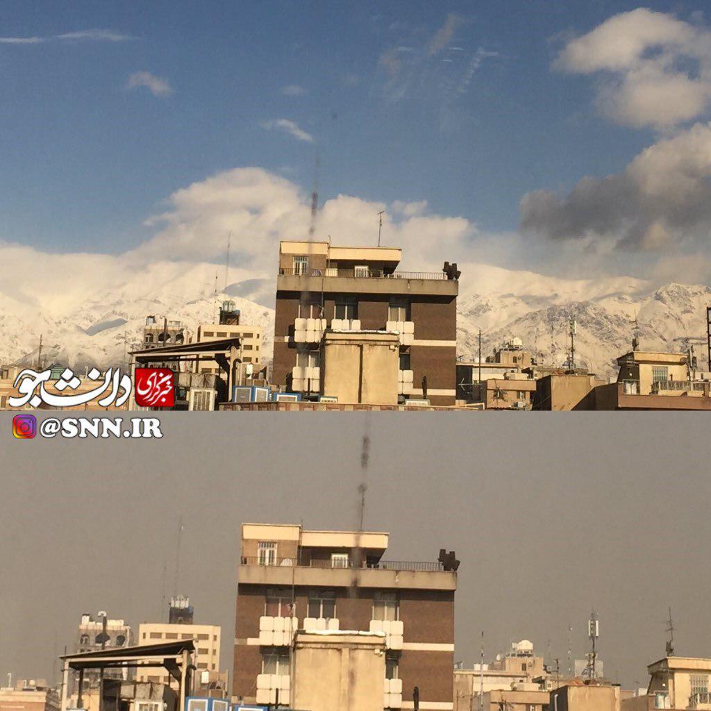 نمایی از تهران در هوای پاک و آلوده