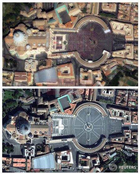 تصویر ماهواره‌ای از میدانی در شهر واتیکان ایتالیا