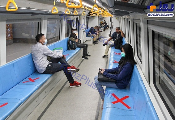 تعیین فاصله اجتماعی در مترو +عکس