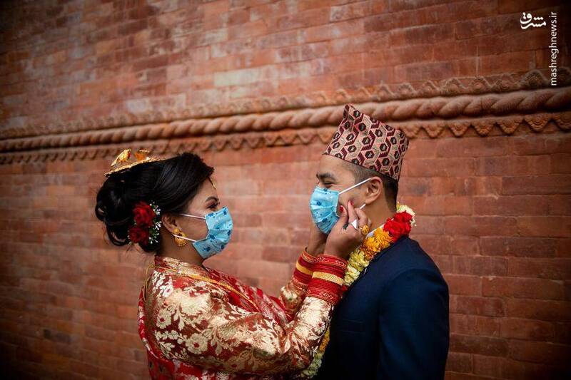 برگزاری مراسم عروسی با ماسک +عکس