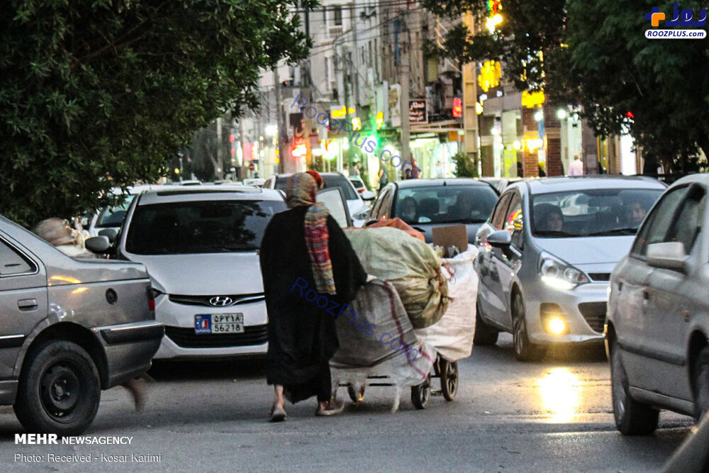 زباله گردی یک زن در خیابان های تهران+عکس