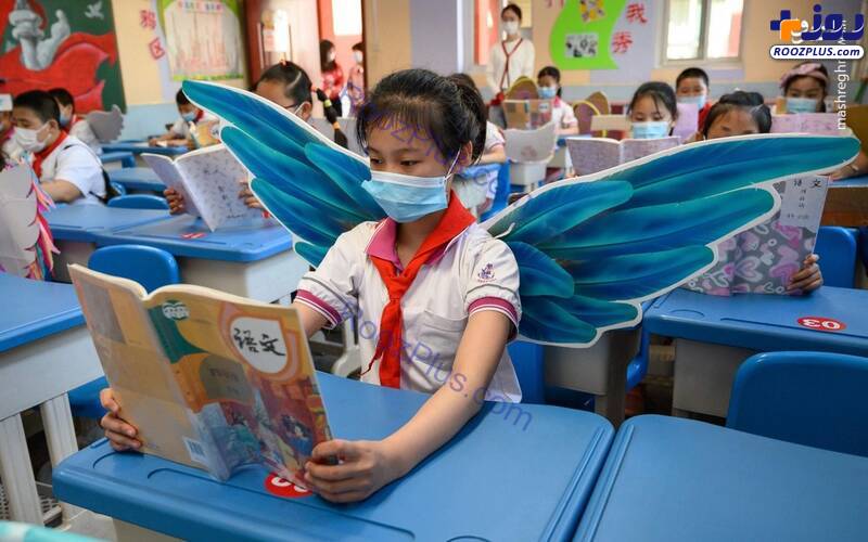 دانش آموزان بالدار در مدارس چین+عکس