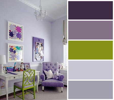 ترکیب رنگ یاسی در دکوراسیون اتاق خواب