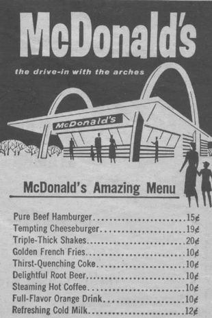 اولین منوی غذایی رستوران مک دونالد با تنها ۹ نوع غذا و نوشیدنی